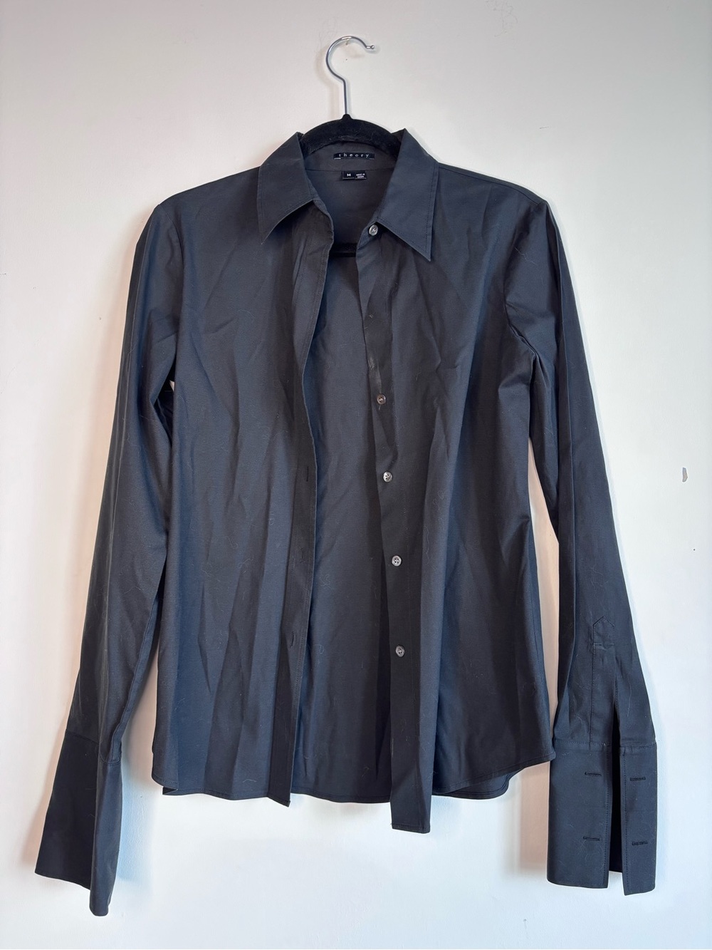 Theory Womens Black Dress Shirt - Classic Collared Long Sleeve